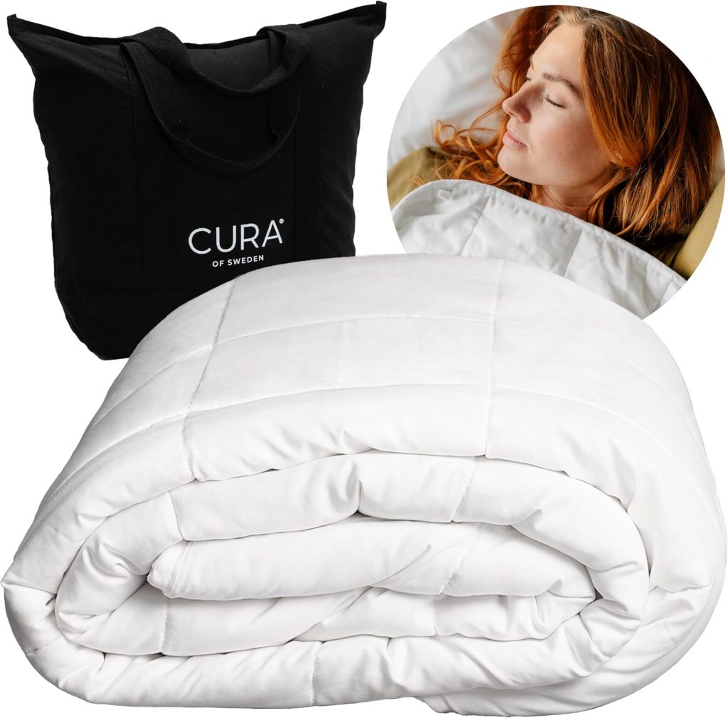 CURA Pearl Classic Couette lestée 135x200 cm 9kg - Couverture thérapeutique Anti-Stress - Lourde pour Un Sommeil Profond & Une Meilleure récupération - 100% Coton - Heavy Weighted Blanket
