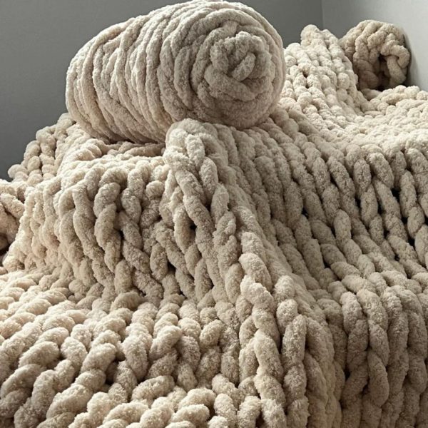 Couverture Lestée Tricotée Chenille Grosse Maille