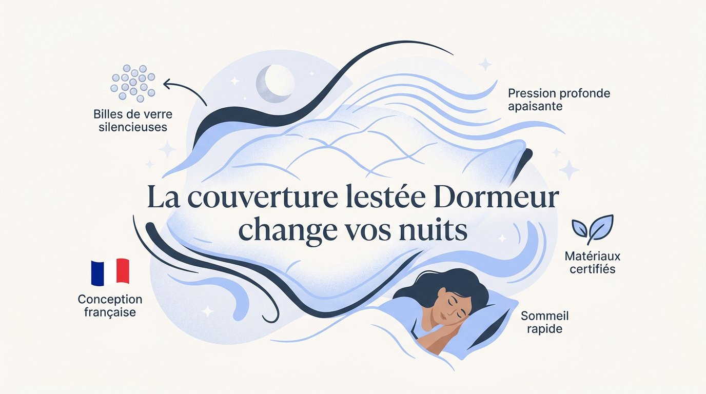 La couverture lestée Dormeur posée sur un lit pour un sommeil réparateur