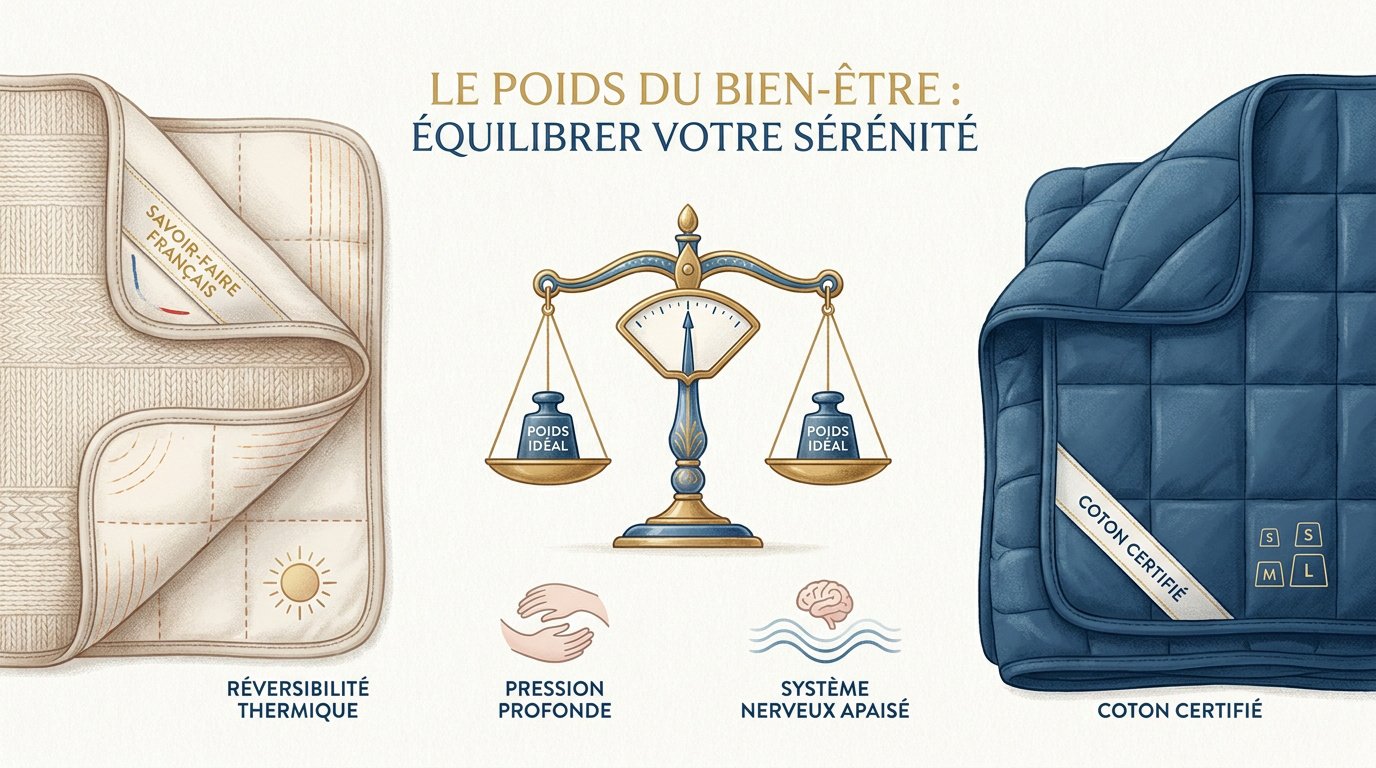 Personne apaisée sous une couverture lestée favorisant le sommeil profond