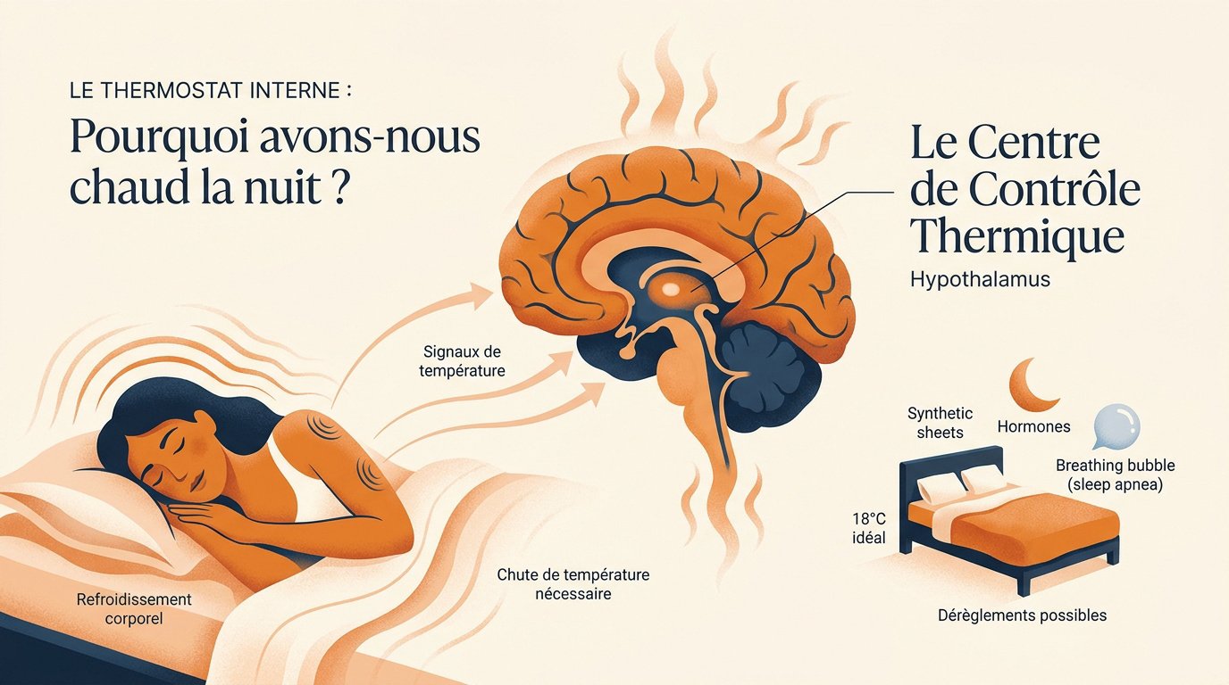 Schéma de la régulation thermique de l'hypothalamus pour le sommeil