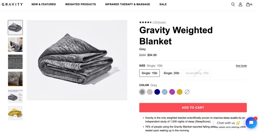 gravity blanket site internet