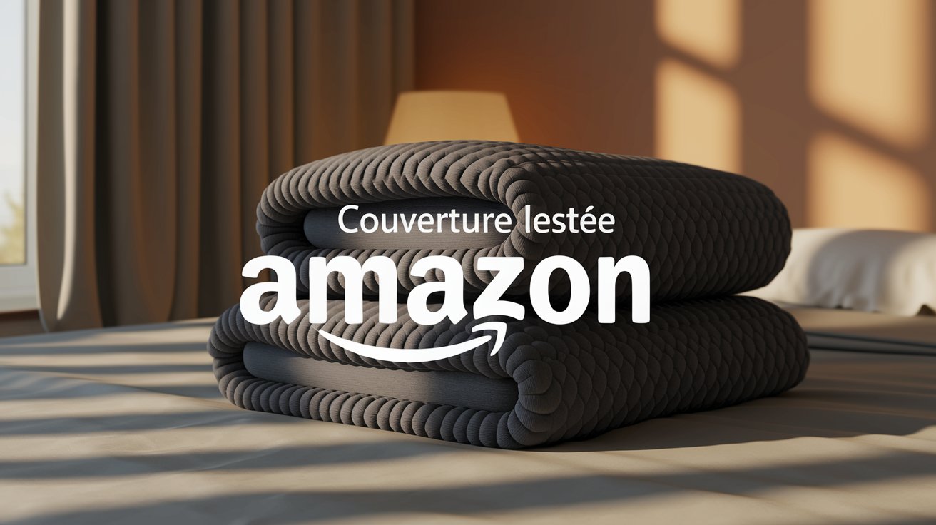 couverture lestée amazon posée sur un lit, elle est grise