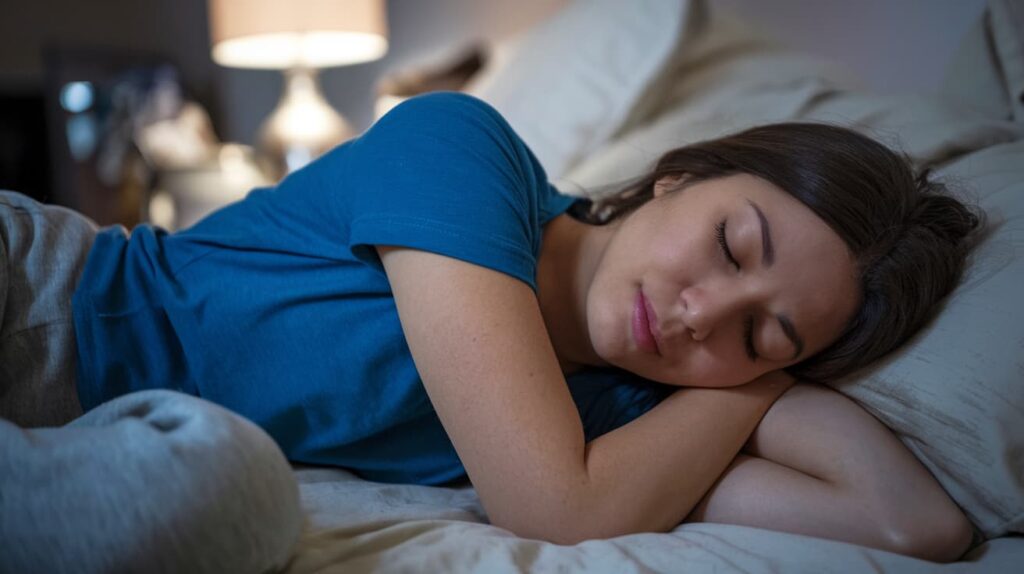 une femme qui dort profondément grâce aux gummies cbd / cbn