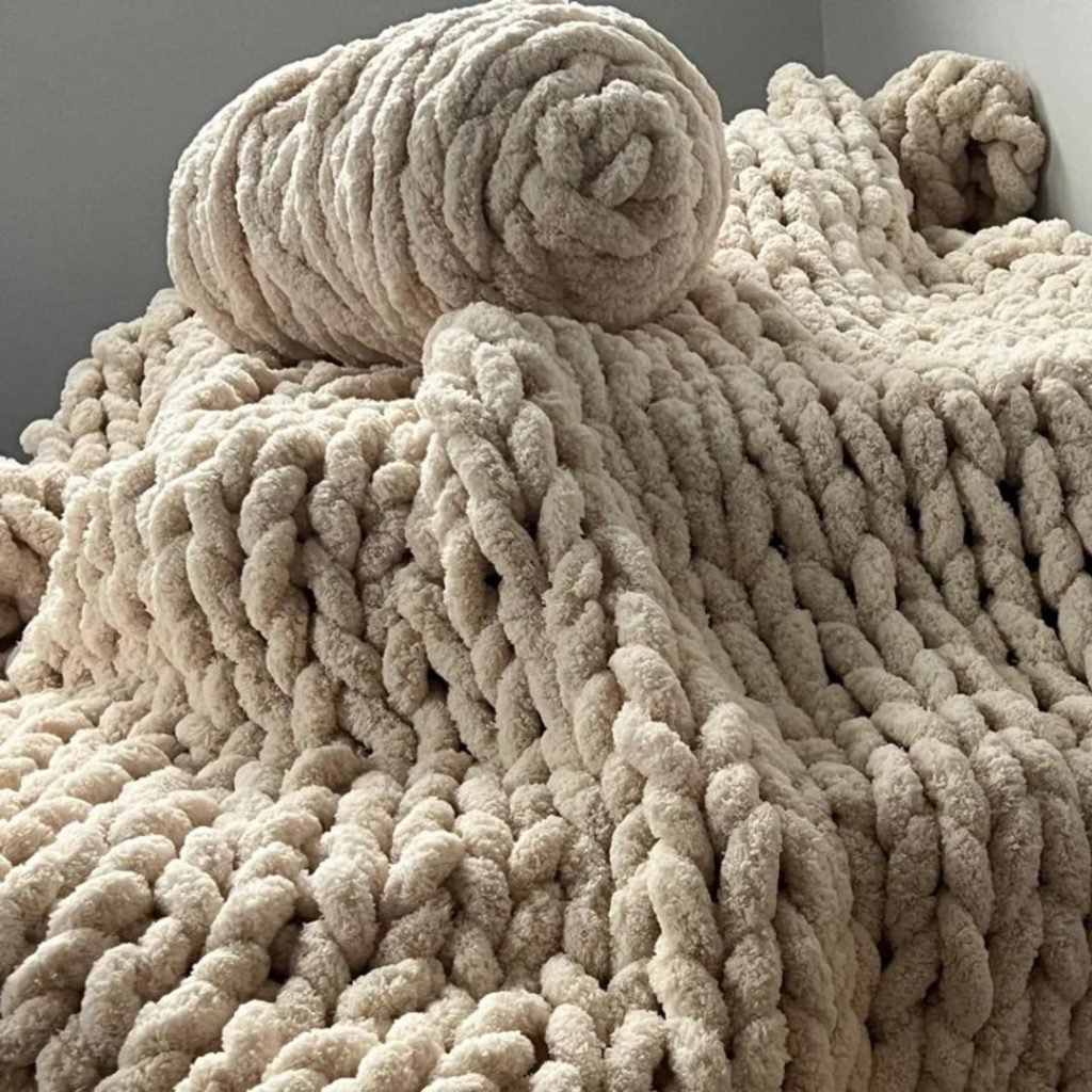 Couverture Lestée Tricotée Chenille Grosse Maille