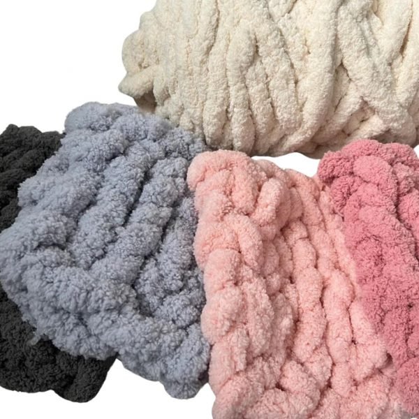 Couverture_ponderee_chenille_grosse_maille_beige.jpg Couverture Lestée Tricotée Chenille Grosse Maille