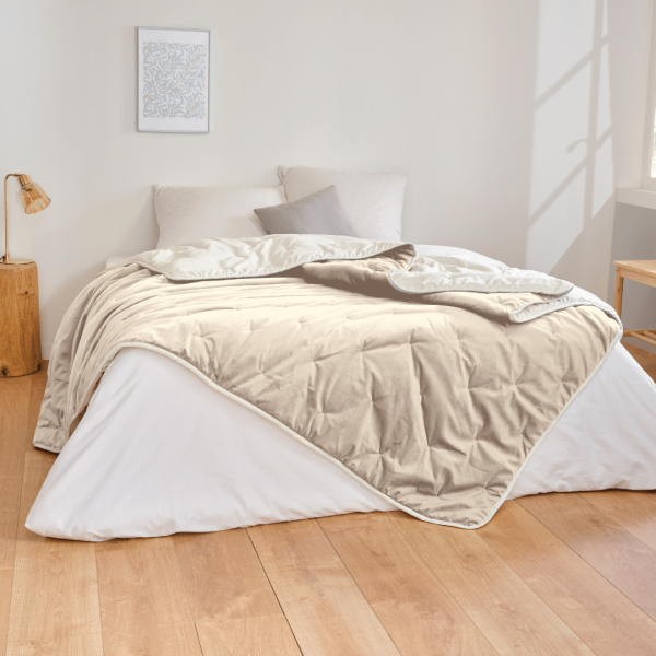 Dessus-de-lit-velours-IVOIRE.png Dessus de Lit Matelassé - Effet Velours