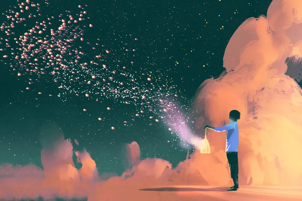 psychonaute, le rêve lucide avec lanterne et enfant
