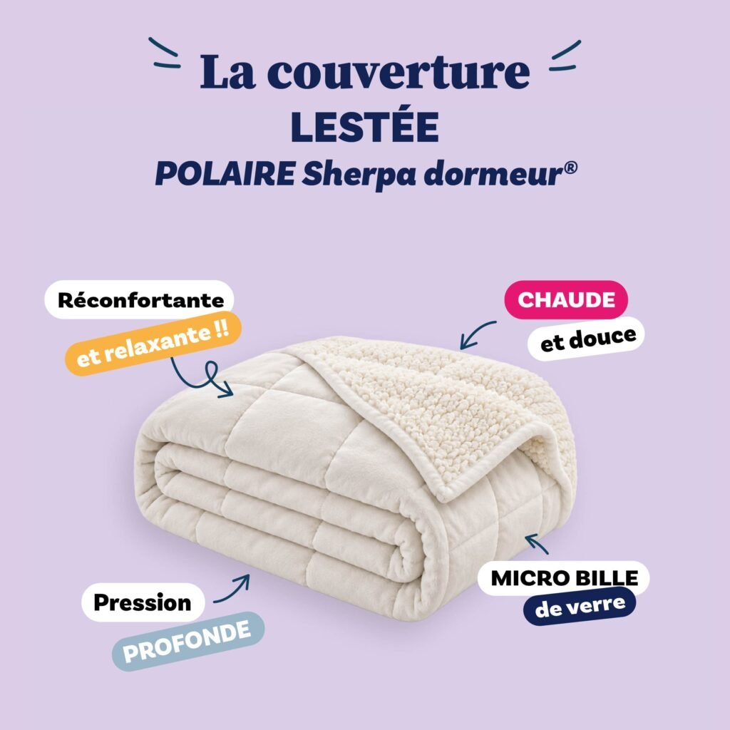 infographie couverture lestée polaire sherpa blanche
