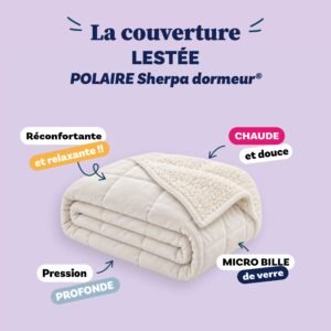 Produit_Sherpa_Blanche infographie couverture lestée polaire sherpa blanche