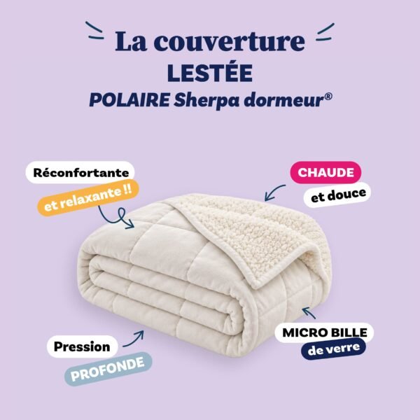 Produit_Sherpa_Blanche infographie couverture lestée polaire sherpa blanche