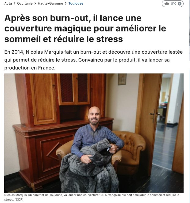 article de nicolas marquis sur la couverture lestée dans actu toulouse