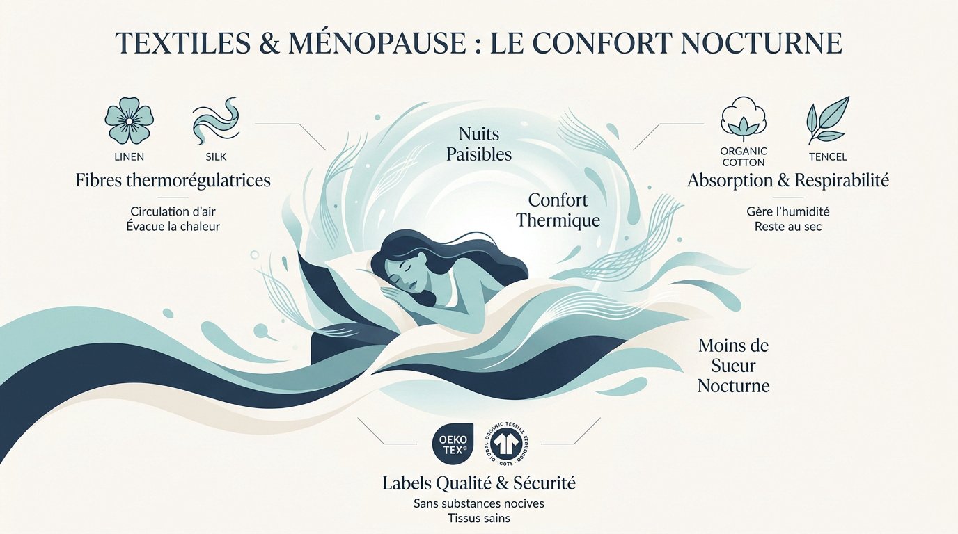 Linge de lit en lin et coton bio pour limiter la sueur nocturne durant la ménopause