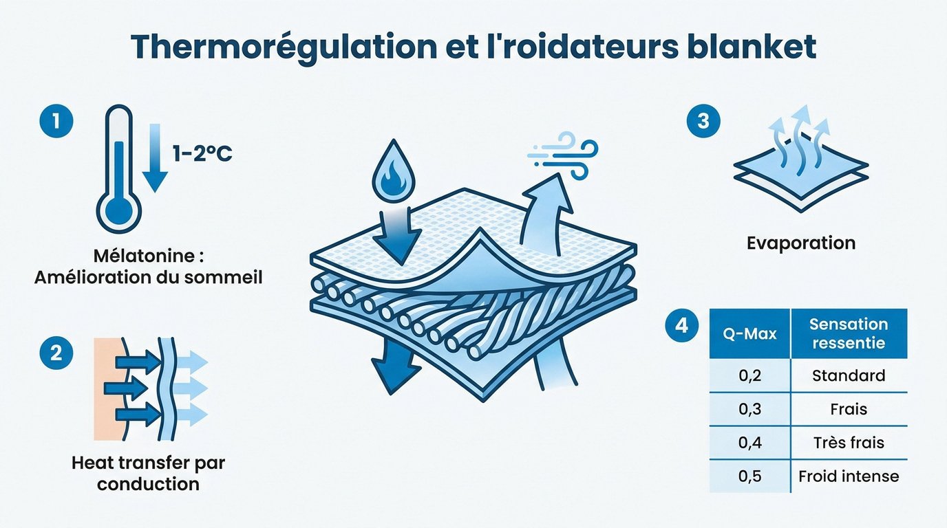 Schéma de la thermorégulation corporelle et transfert de chaleur textile