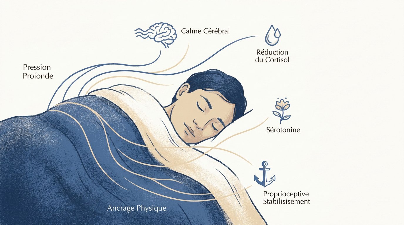 adulte autiste utilisant une couverture lestée pour améliorer son sommeil