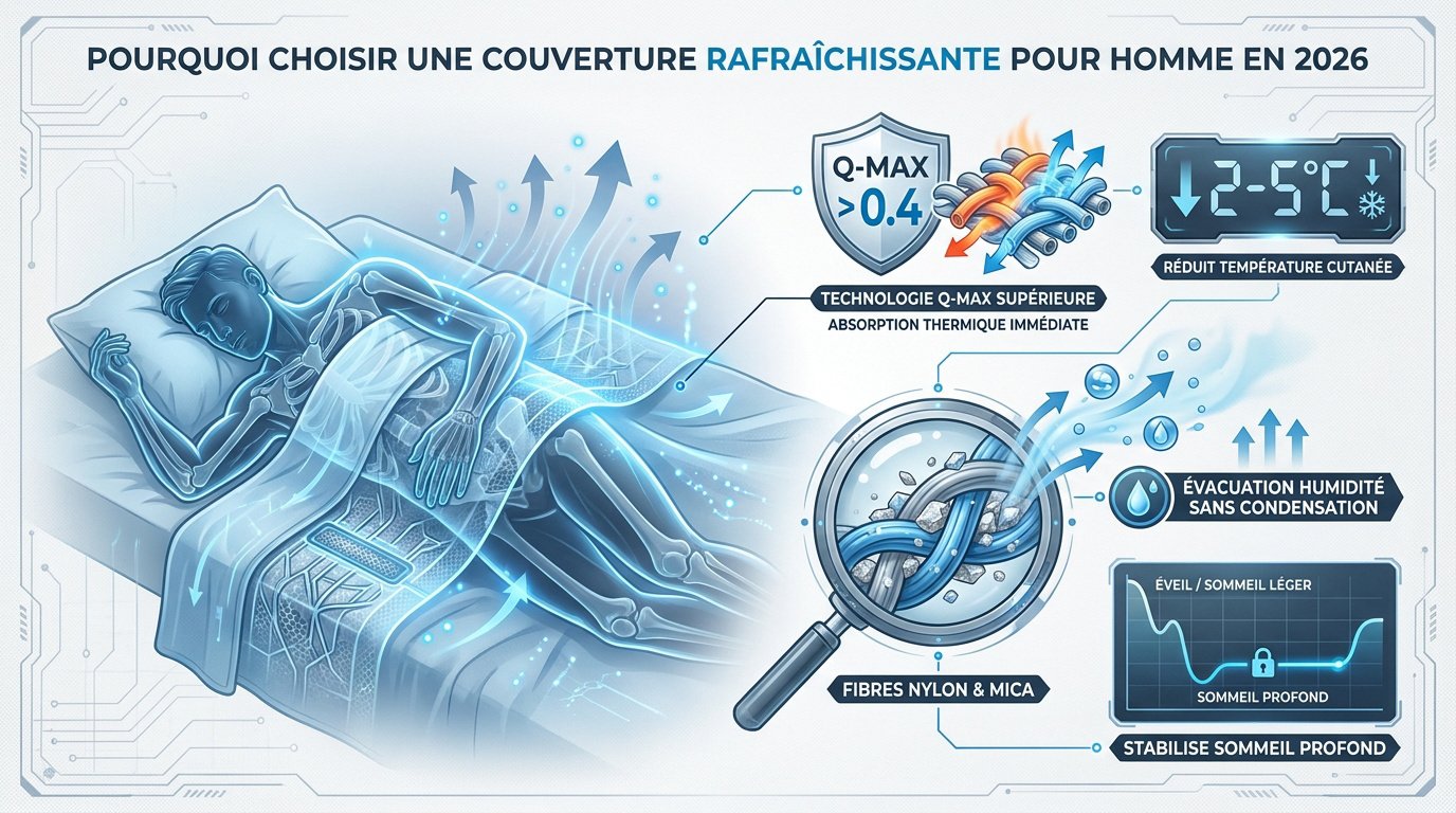 Technologie de couverture rafraîchissante pour un sommeil profond et régulation thermique