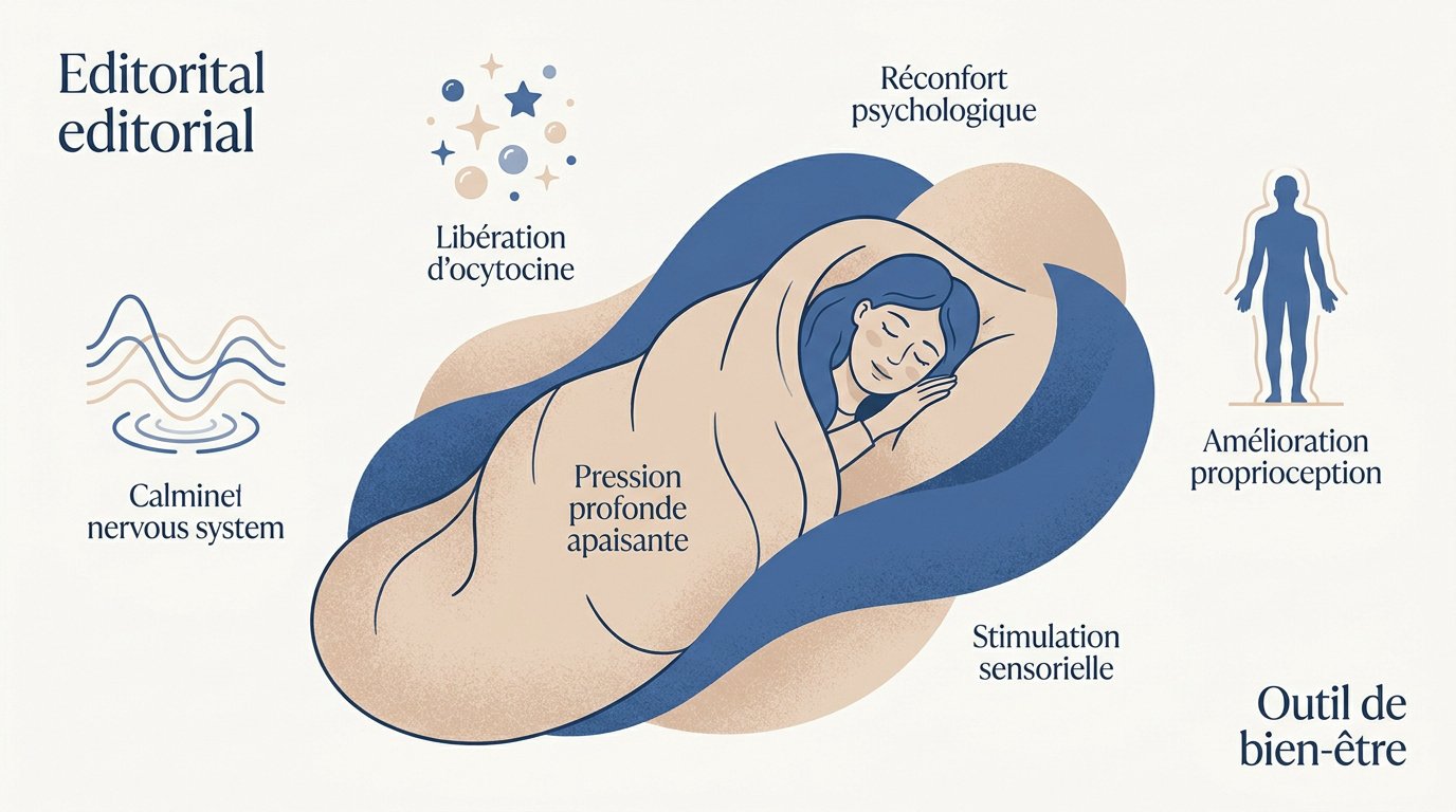 Illustration des bienfaits de la pression profonde d'une couverture lestée sur le corps