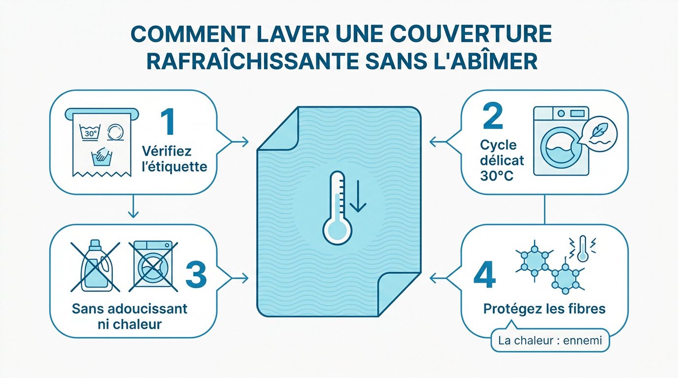 Lavage délicat d'une couverture rafraîchissante bleue