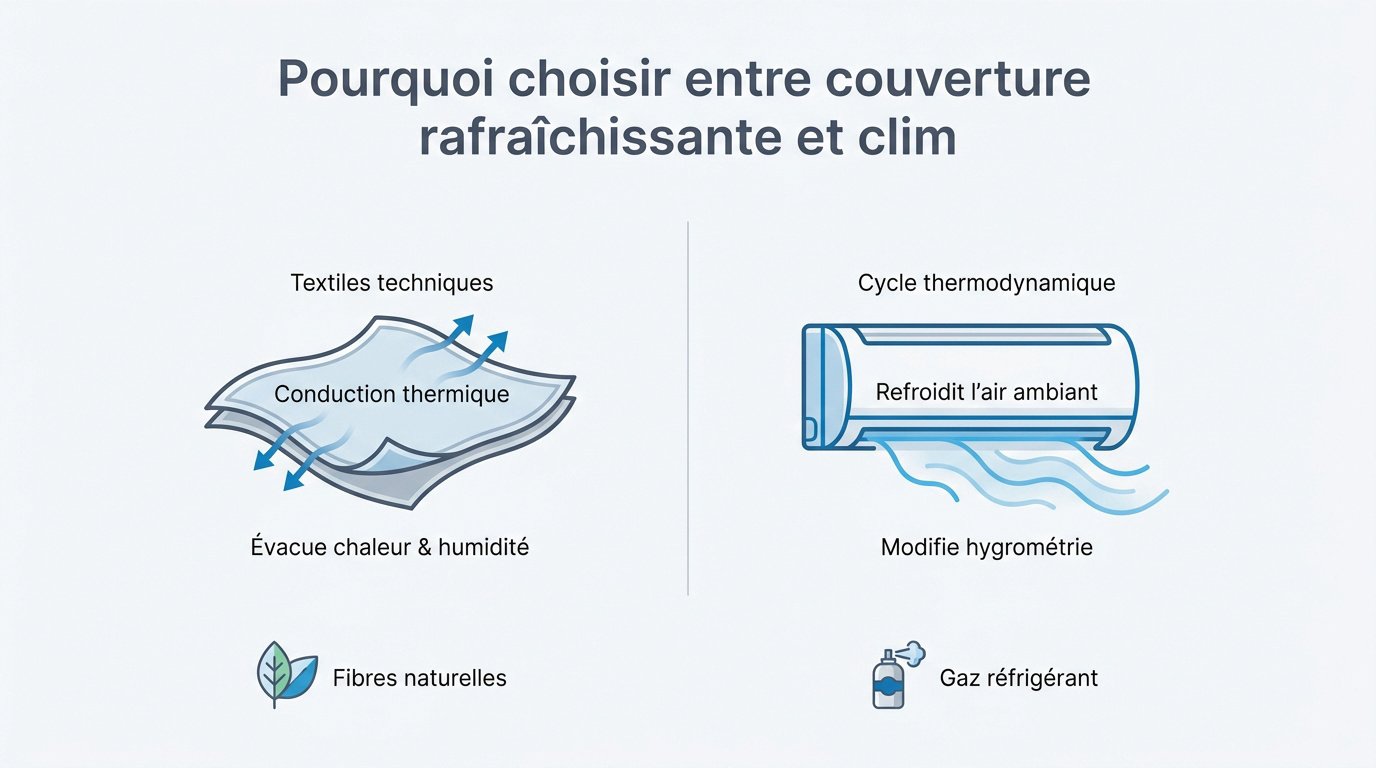 Comparaison entre couverture rafraîchissante et climatisation