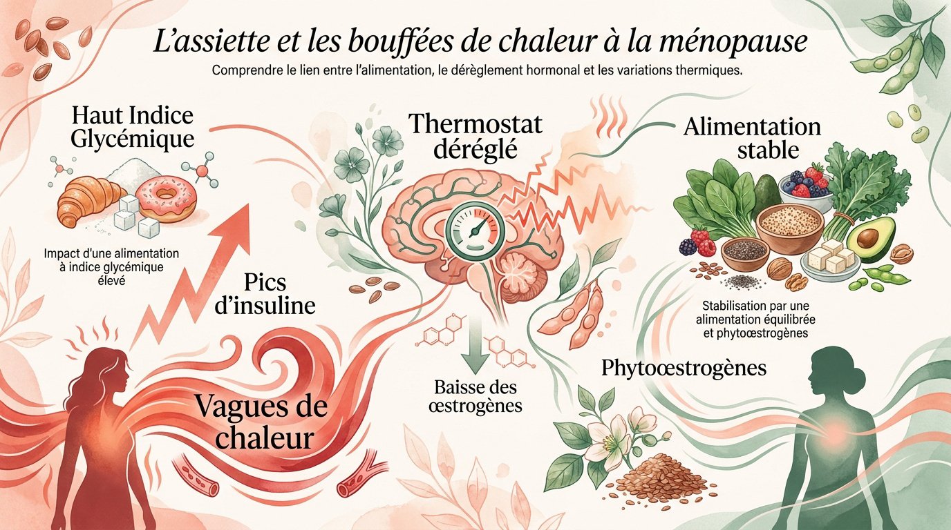 Assiette équilibrée pour limiter les bouffées de chaleur à la ménopause