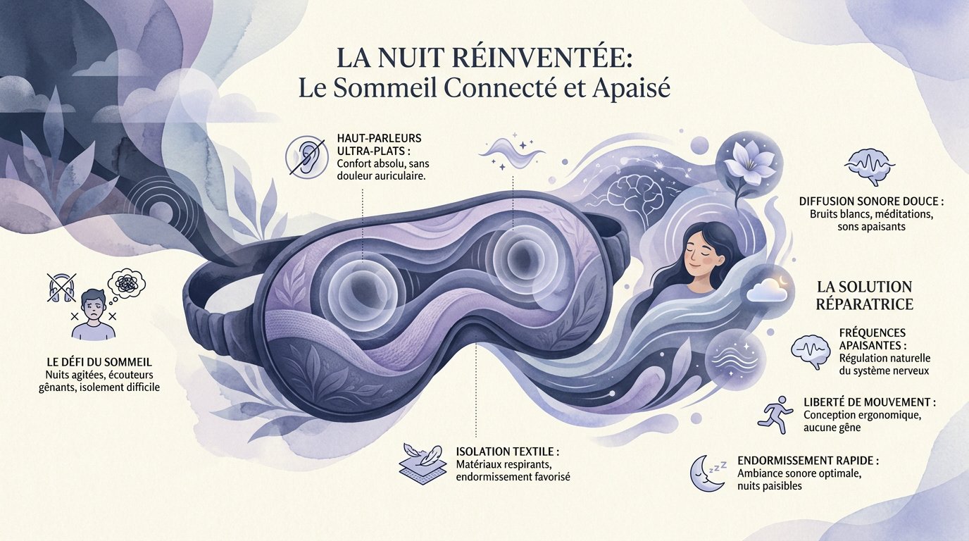 Bandeau de sommeil bluetooth confortable pour dormir sur le côté